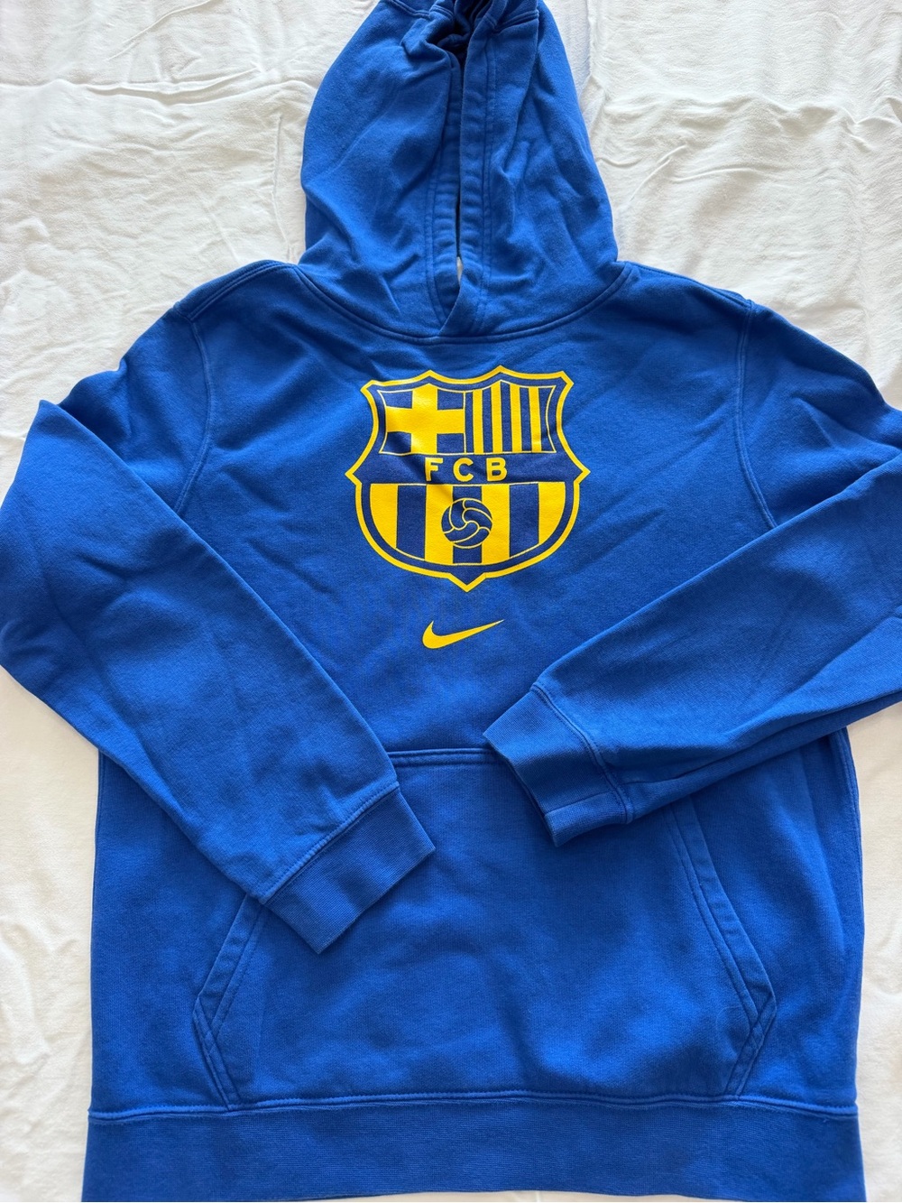 Nike FC Barcelona FCB Boys Royal Blue Soccer Hoodie – Youth Large